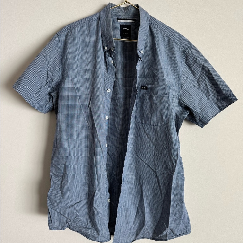 RVCA Men's Blue Short Sleeve Shirt